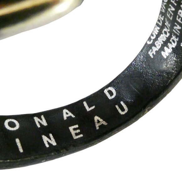 RONALD PINEAU studded leather cuff bracelet M distressed France - Picture 6 of 10